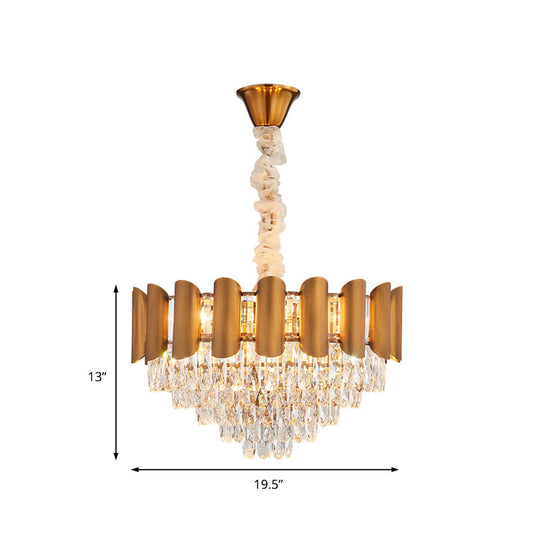 Modern Brass Pendant Lamp - Multi-Light Chandelier with Faceted Crystal