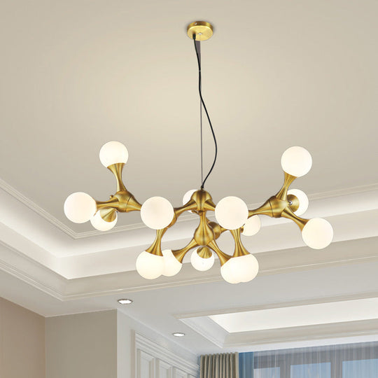 Modern Metal Starburst Chandelier with Glass Globe Shade - Available in 5/9/15 Lights