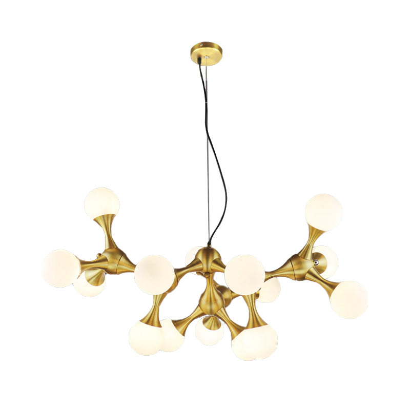 Modern Metal Starburst Chandelier with Glass Globe Shade - Available in 5/9/15 Lights