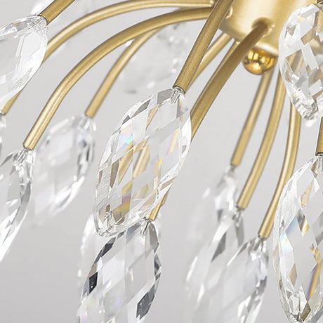 Vintage Brass Chandelier With Crystal Decor Open Bulbs And Multiple Head Options