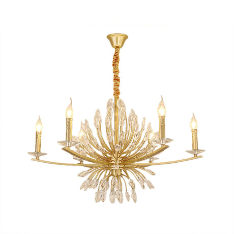 Vintage Brass Chandelier With Crystal Decor Open Bulbs And Multiple Head Options