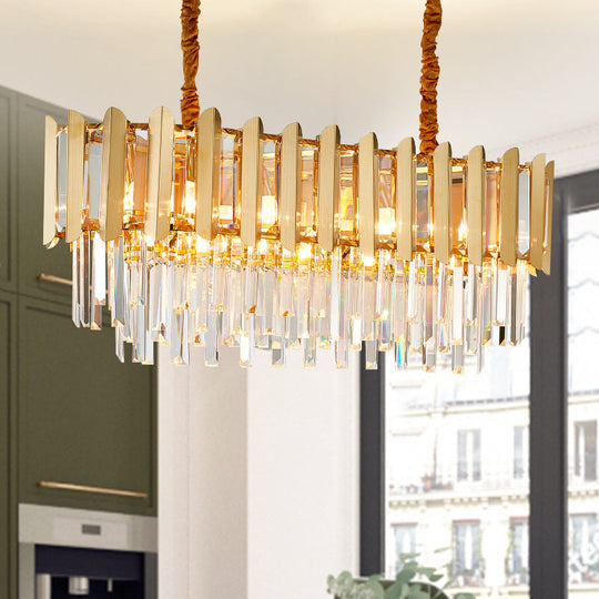 Brass Finish Multi Light Pendant Chandelier With Faceted Crystals In Vintage Style