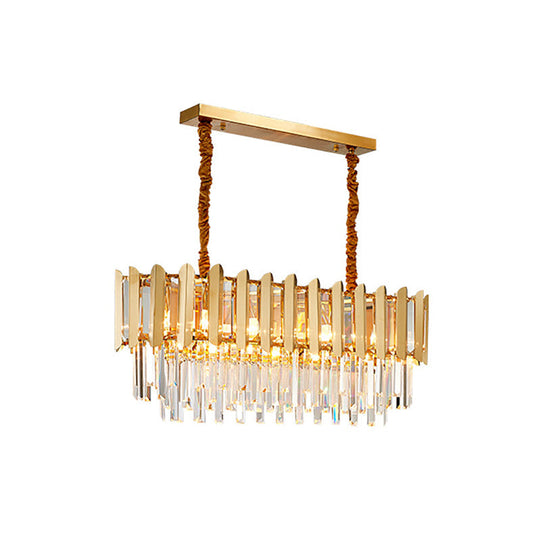Brass Finish Multi Light Pendant Chandelier With Faceted Crystals In Vintage Style