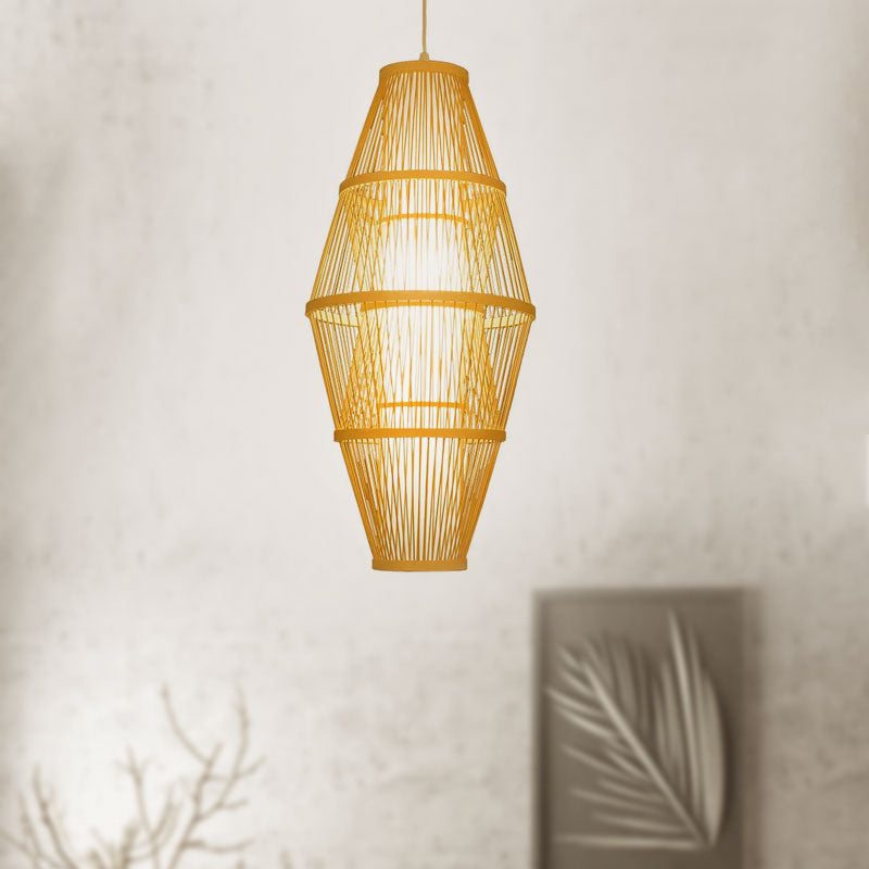 Modern Woven Bamboo Hanging Lamp For Dining Room - Beige