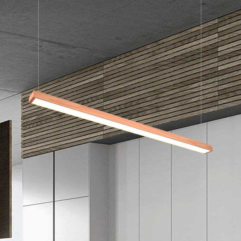 Modern LED Wooden Rectangular Pendant Light for Office Ceiling