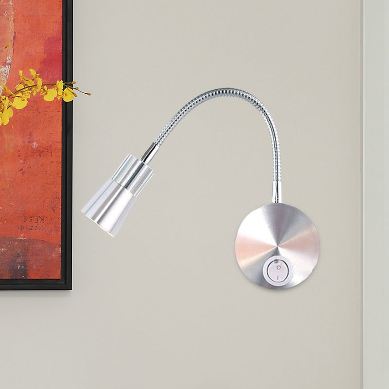 Led Corridor Reading Wall Light With Mini Metal Shade - Warm/White Lighting Sconce Lamp In Chrome