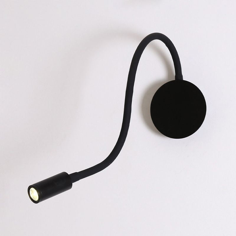 Silicone And Metal Led Adjustable Cylinder Reading Wall Light In Contemporary Black/White Design
