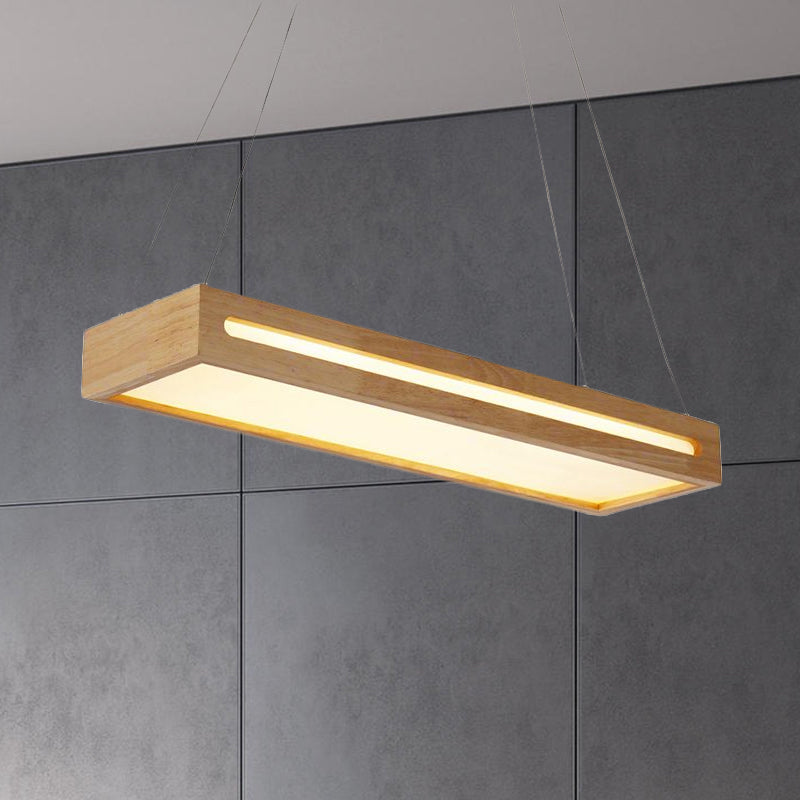 23.5 Modern Wooden Led Pendant Light - 1-Light Beige Ceiling Lamp With Diffuser In