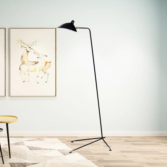 Modern Style 1/3-Light Floor Lamp With Sleek Duckbill Metal Shade - Black Finish Perfect For Living
