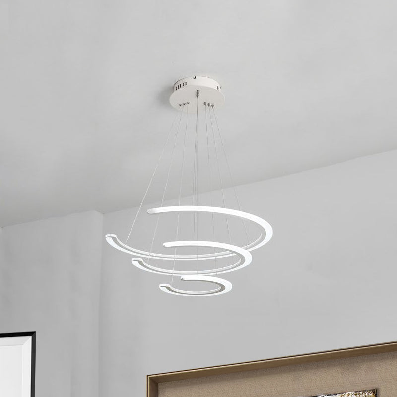 Modern Acrylic Led Dining Room Chandelier - 1/2/3 Light Ring Pendant In Warm/White/Natural