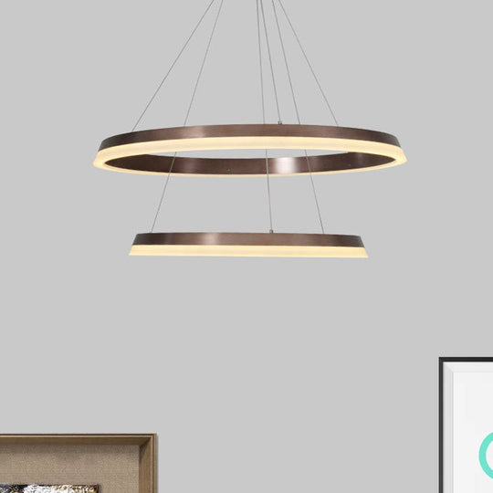 Round Acrylic Shade Brown Bedroom Chandelier - Half-Head Ceiling Pendant With Lighting Fixture