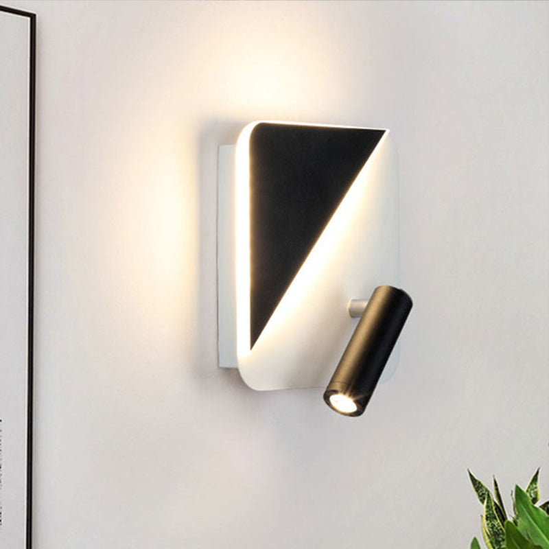 Contemporary Led Wall Lamp For Bedroom And Study With Black/White Metal Spotlight