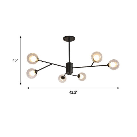 Globe Clear Glass Chandelier: Contemporary 6/9 Lights - Black/Gold Starburst Design