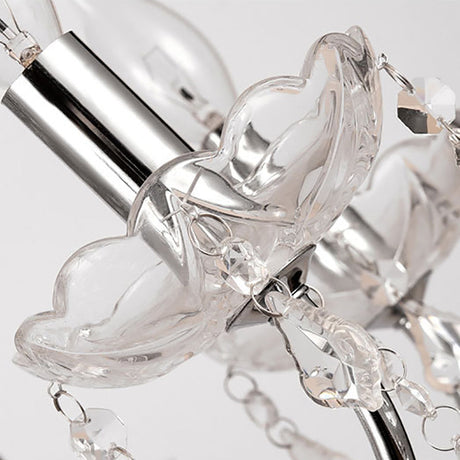 Vintage Silver Chandelier: Metal Ceiling Lamp - 3/5-Head Fixture With Candle & Crystal Ball