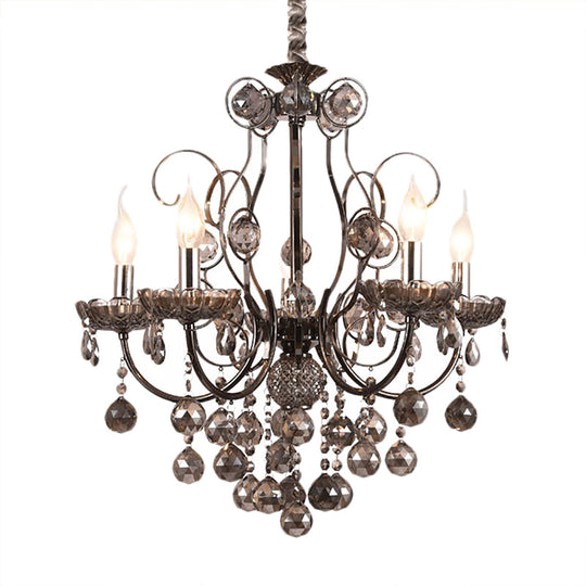 Vintage Style Smoke Gray Crystal Chandelier Light - Pendant Lighting for Dining Room - 3/5 Candle Lights