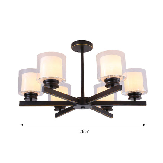 Modern Cylinder Chandelier Lamp: Black/Gold/Silver 3/6/8 Lights Clear Glass Bedroom Pendant Fixture