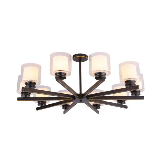 Modern Cylinder Chandelier Lamp: Black/Gold/Silver, 3/6/8 Lights, Clear Glass Pendant Fixture for Bedroom