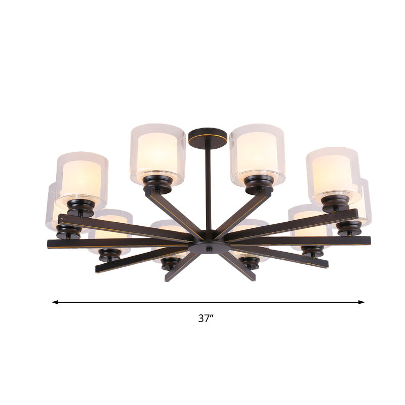 Modern Cylinder Chandelier Lamp: Black/Gold/Silver, 3/6/8 Lights, Clear Glass Pendant Fixture for Bedroom