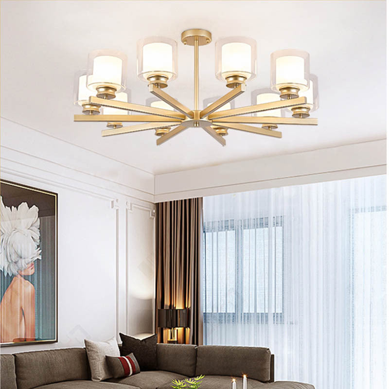 Modern Cylinder Chandelier Lamp: Black/Gold/Silver, 3/6/8 Lights, Clear Glass Pendant Fixture for Bedroom