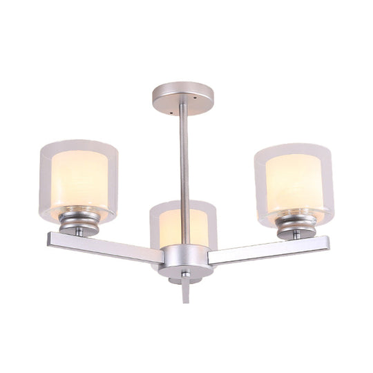 Modern Cylinder Chandelier Lamp: Black/Gold/Silver, 3/6/8 Lights, Clear Glass Pendant Fixture for Bedroom