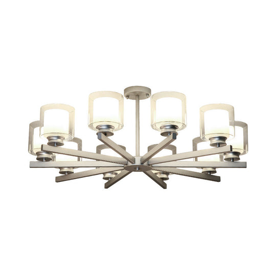 Modern Cylinder Chandelier Lamp: Black/Gold/Silver 3/6/8 Lights Clear Glass Bedroom Pendant Fixture