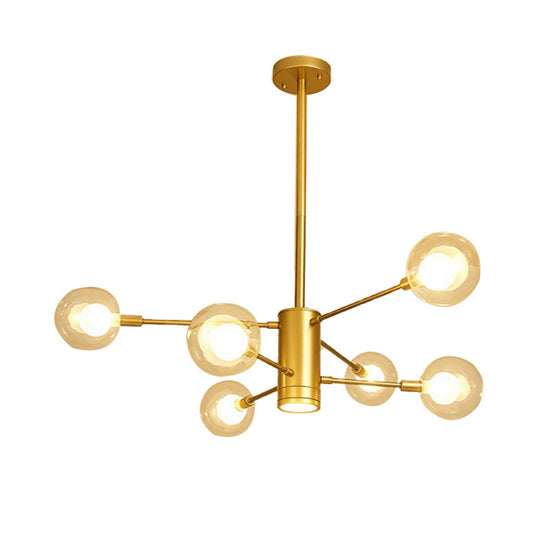 Modern Gold Chandelier Lamp - 6/8 Lights With Clear Glass Shade Ceiling Hang Light For Living Room