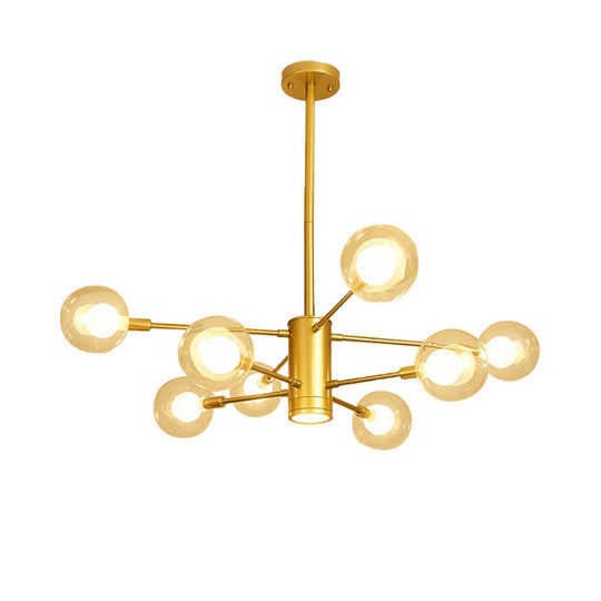 Modern Gold Chandelier Lamp - 6/8 Lights With Clear Glass Shade Ceiling Hang Light For Living Room