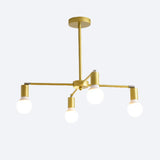 Gold Radial Chandelier With Bare Bulb - Modern 3/4/6 Ceiling Lights For Bedroom