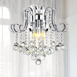 Modern Chrome Pendant Light With Crystal Ball Accents - Indoor Geometric Chandelier Lamp