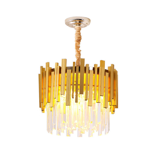 Stunning Silver/Gold Pendant Lamp With Crystal Prism - 6-Bulb Suspension For Bedroom