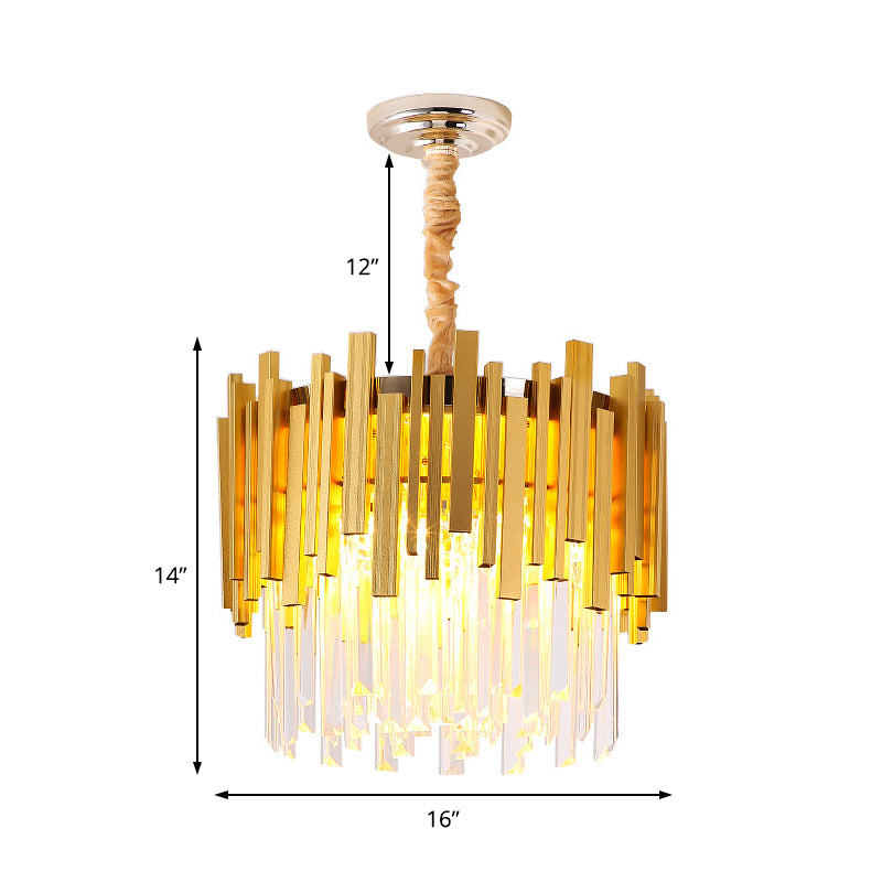 Stunning Silver/Gold Pendant Lamp With Crystal Prism - 6-Bulb Suspension For Bedroom