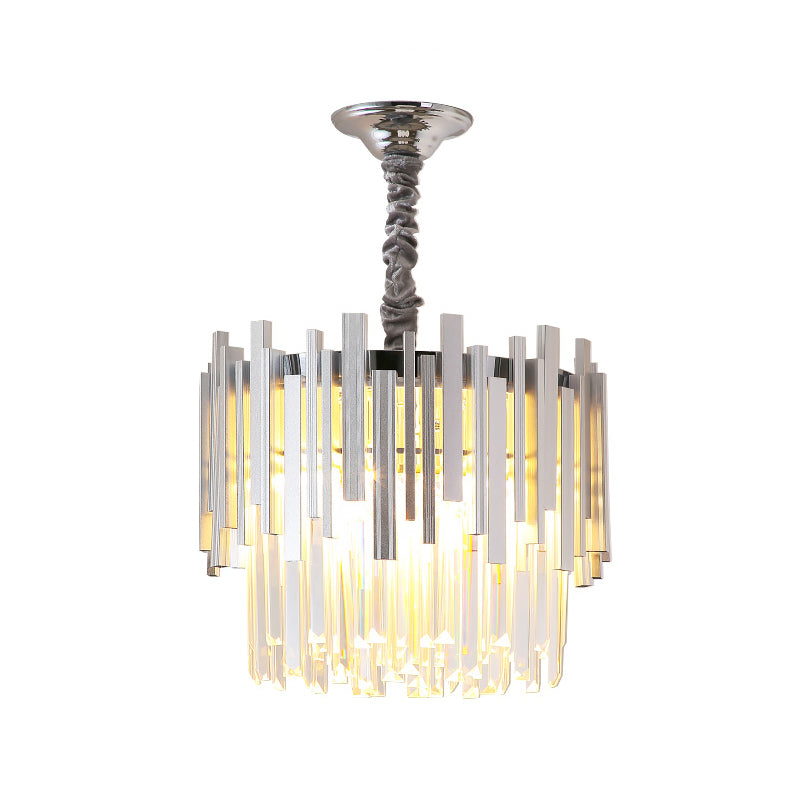 Stunning Silver/Gold Pendant Lamp with Crystal Prism - Modern and Stylish Lighting for Bedrooms