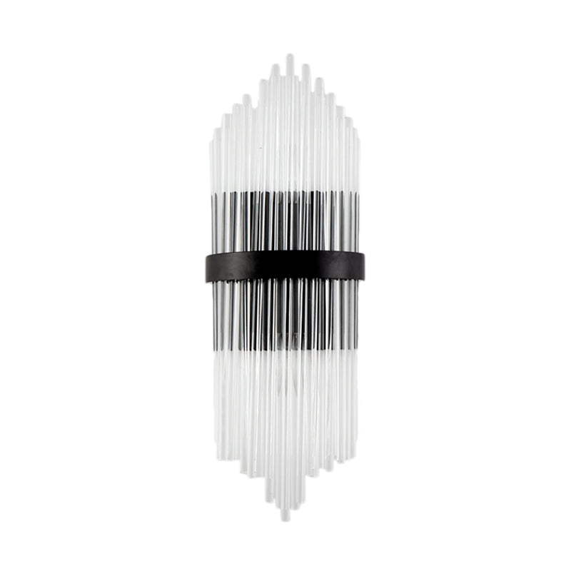 Modern Clear Crystal Prism Wall Sconce Light With Metal Square Backplate In Black 1/2-Pack