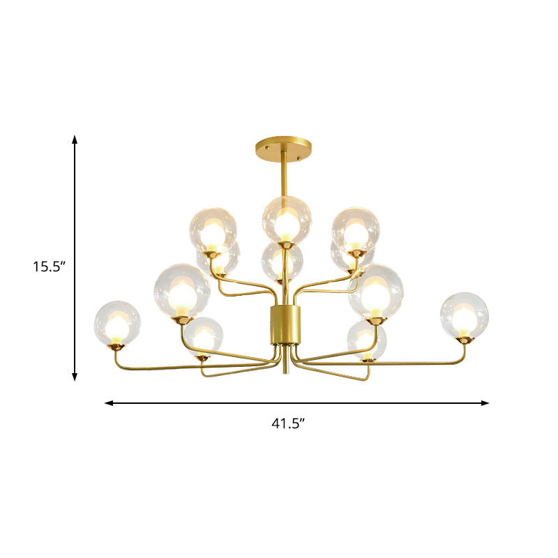 Contemporary 2-Tier Ball Clear Glass Chandelier - Elegant Radial Design With 8/12/18 Lights