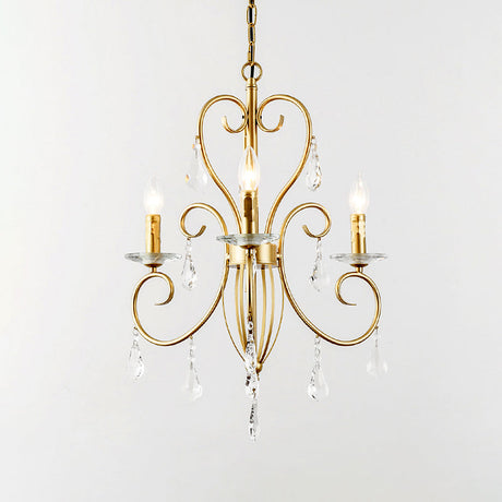 Gold Candle Chandelier With Clear Crystal Accents - Modern Style 3/6 Lights