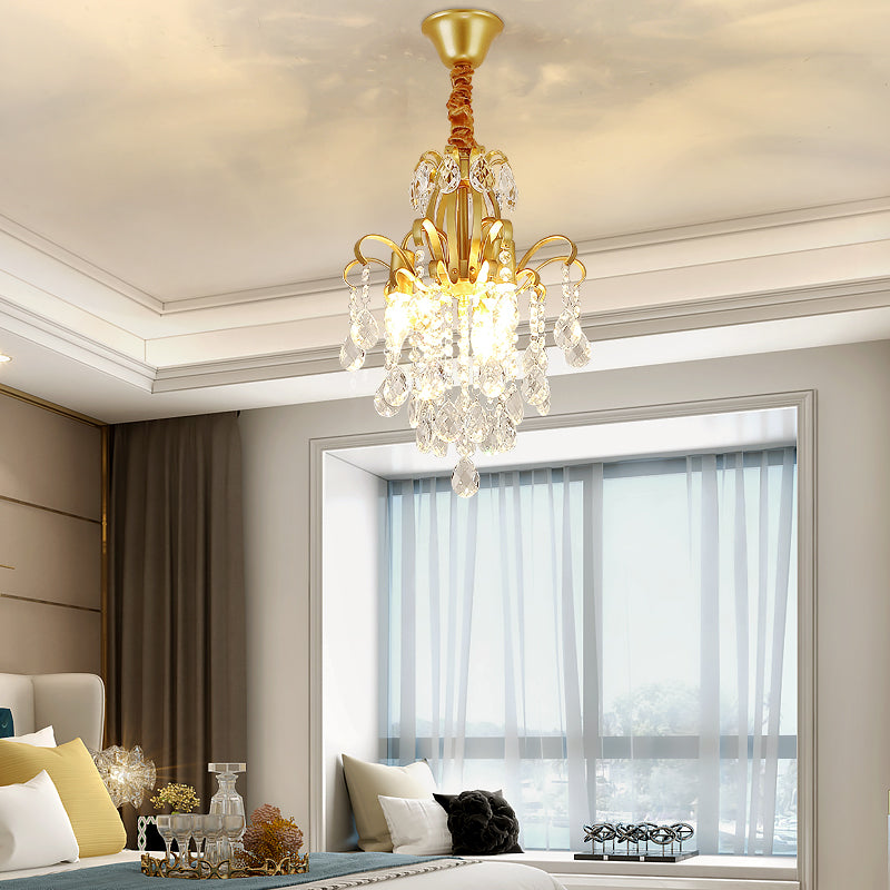 Modernist Style Crystal Chandelier With 3/6 Heads - Black/Gold Ceiling Pendant Light For Bedroom