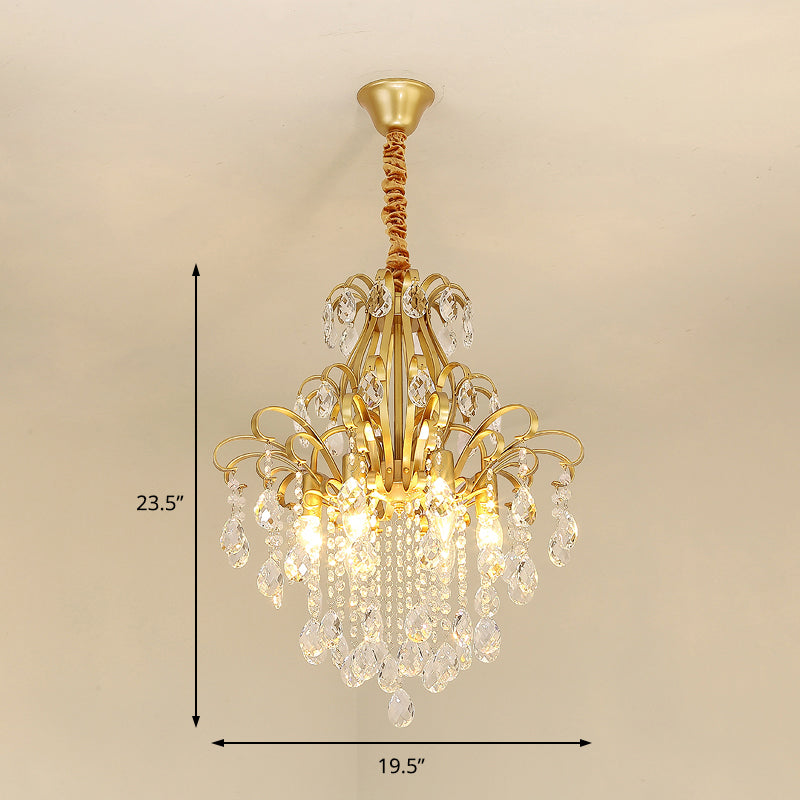 Modernist Style Crystal Chandelier With 3/6 Heads - Black/Gold Ceiling Pendant Light For Bedroom