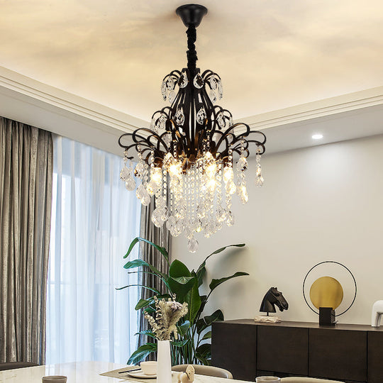 Modernist Style Crystal Chandelier With 3/6 Heads - Black/Gold Ceiling Pendant Light For Bedroom 6 /