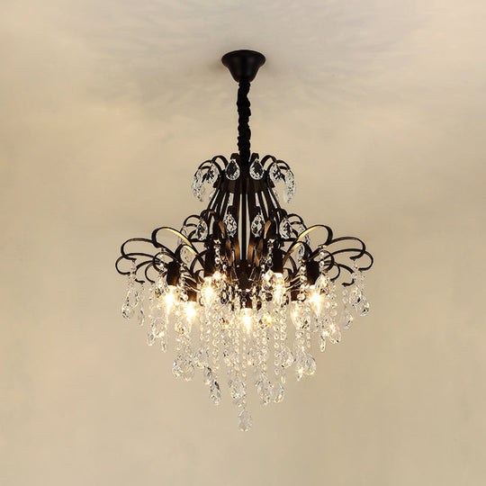 Modernist Crystal Chandelier Pendant Light with 3/6 Heads in Black/Gold - Perfect for Bedroom