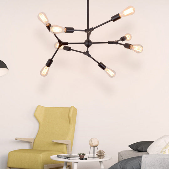 Modern Bedroom Chandelier With Sputnik Metal Shade And Bare Bulb: 6/8/9 Light Hanging Fixture 8 /