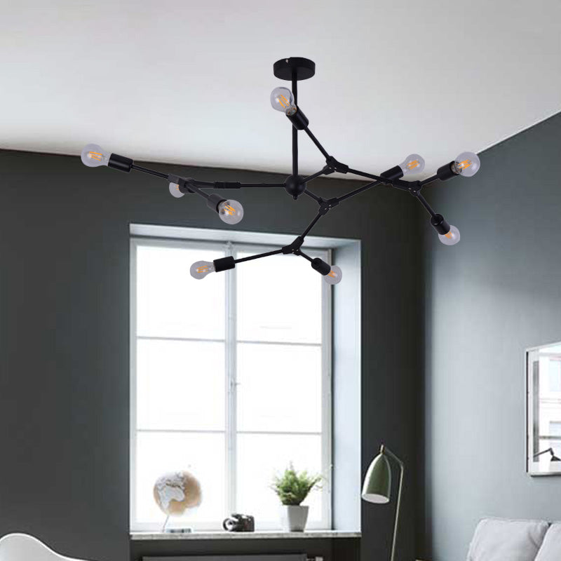 Modern Bedroom Chandelier With Sputnik Metal Shade And Bare Bulb: 6/8/9 Light Hanging Fixture 9 /