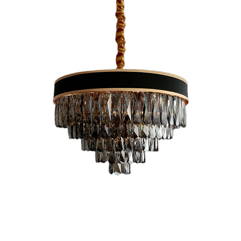 Smoke Grey Layered Chandelier - Modern Crystal Lighting with 9/12 Hanging Lights