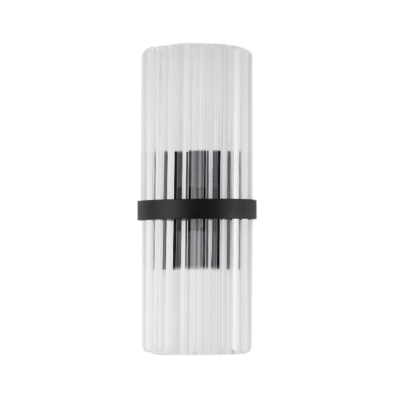 Modernist Half-Light Pipe Wall Sconce Lamp: Metal & Crystal Black Finish Perfect For Dining Room