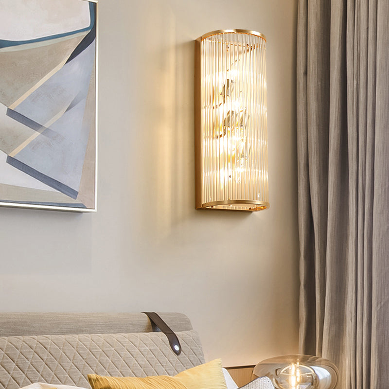 Modern Gold Metal Wall Sconce With Crystalline Multi Light For Bedroom