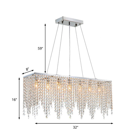 Contemporary Crystal Pendant Light Fixture - 8-Light Ceiling Hanging Light in Chrome Finish