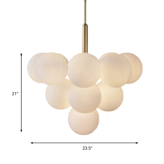 Contemporary Glass Chandelier Lamp - 5/13 Lights Spherical Design White Ball Pendant Light