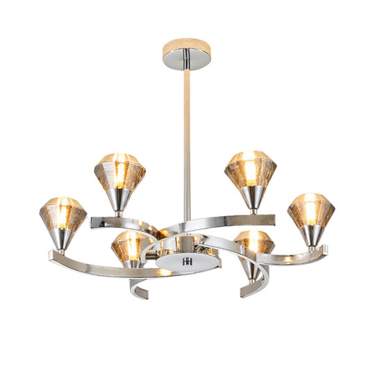 Sputnik Design Diamond Crystal Chandelier Light - Modern Ceiling Lamp Fixture with 6/8/10 Lights in Chrome/Gold