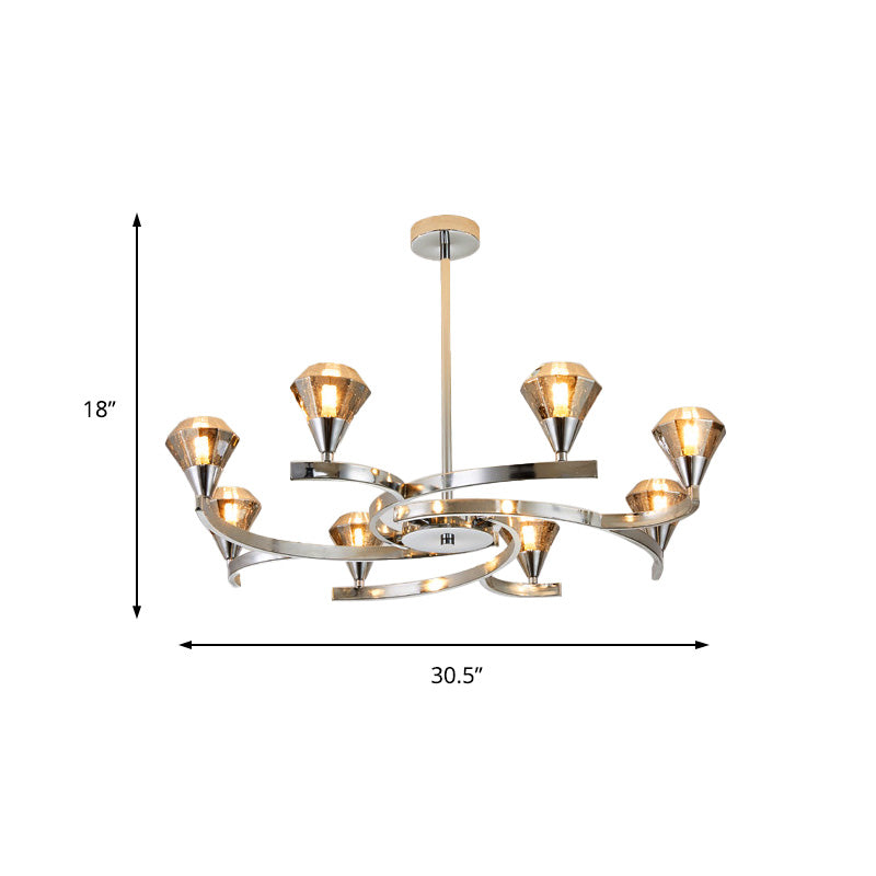 Sputnik Design Diamond Crystal Chandelier - Modern 6/8/10 Light Chrome/Gold Ceiling Fixture