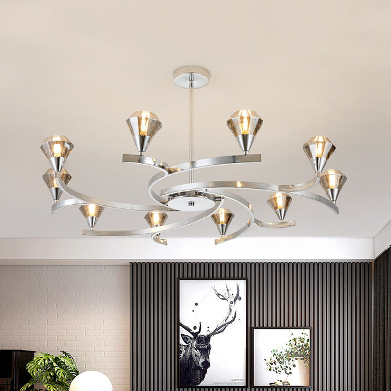 Sputnik Design Diamond Crystal Chandelier - Modern 6/8/10 Light Chrome/Gold Ceiling Fixture 10 /