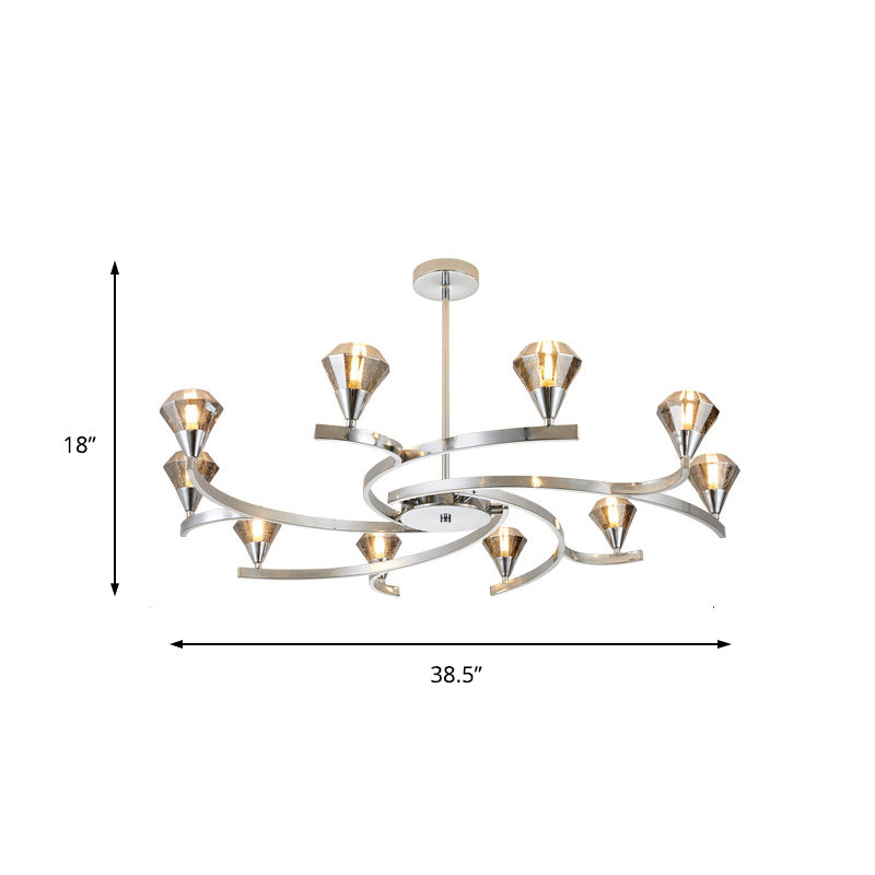 Sputnik Design Diamond Crystal Chandelier - Modern 6/8/10 Light Chrome/Gold Ceiling Fixture